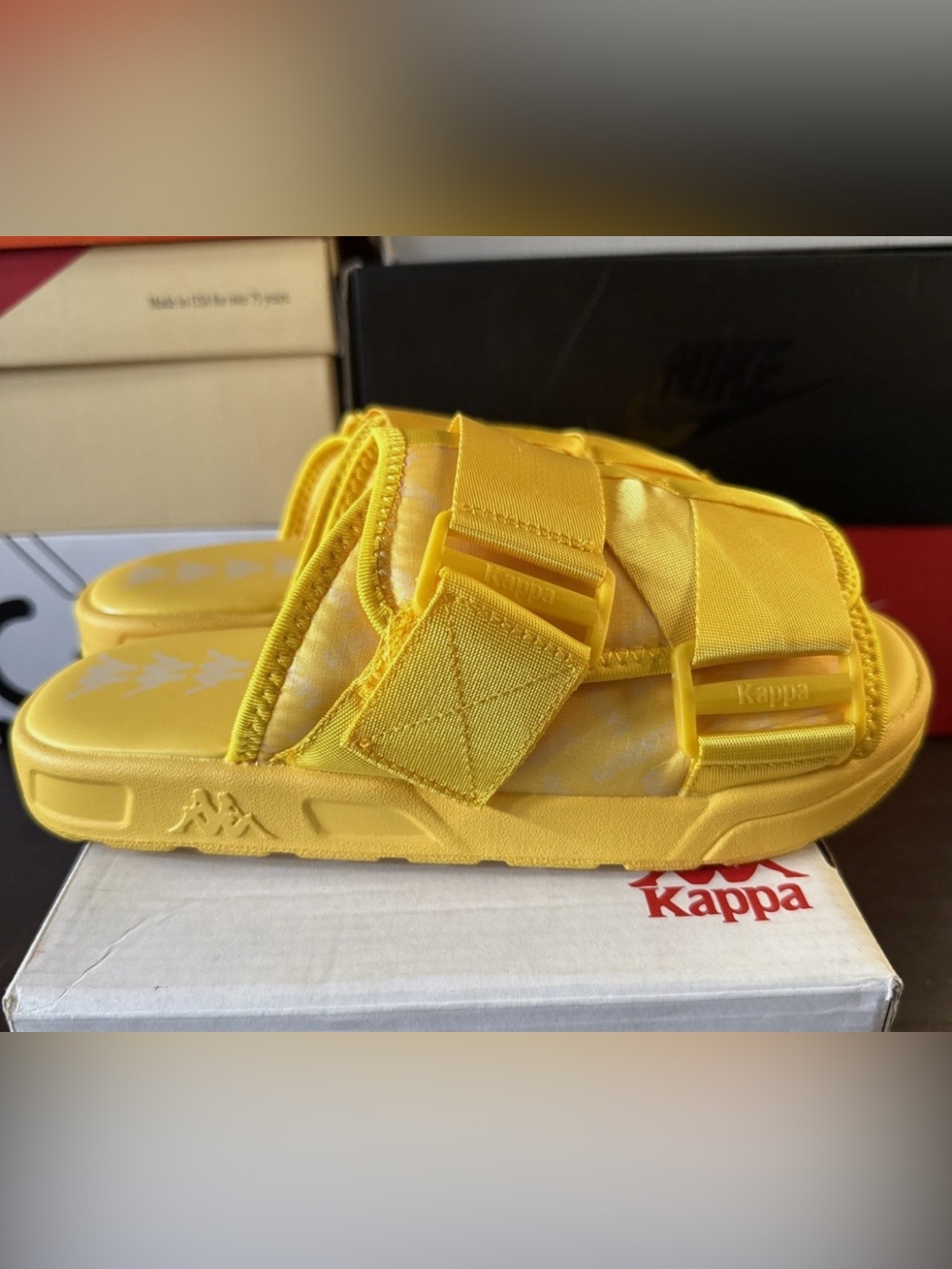 Kappa Kids' Yellow Adjustable Slide Sandals Authentic Asben 381D65W A08 Size 7